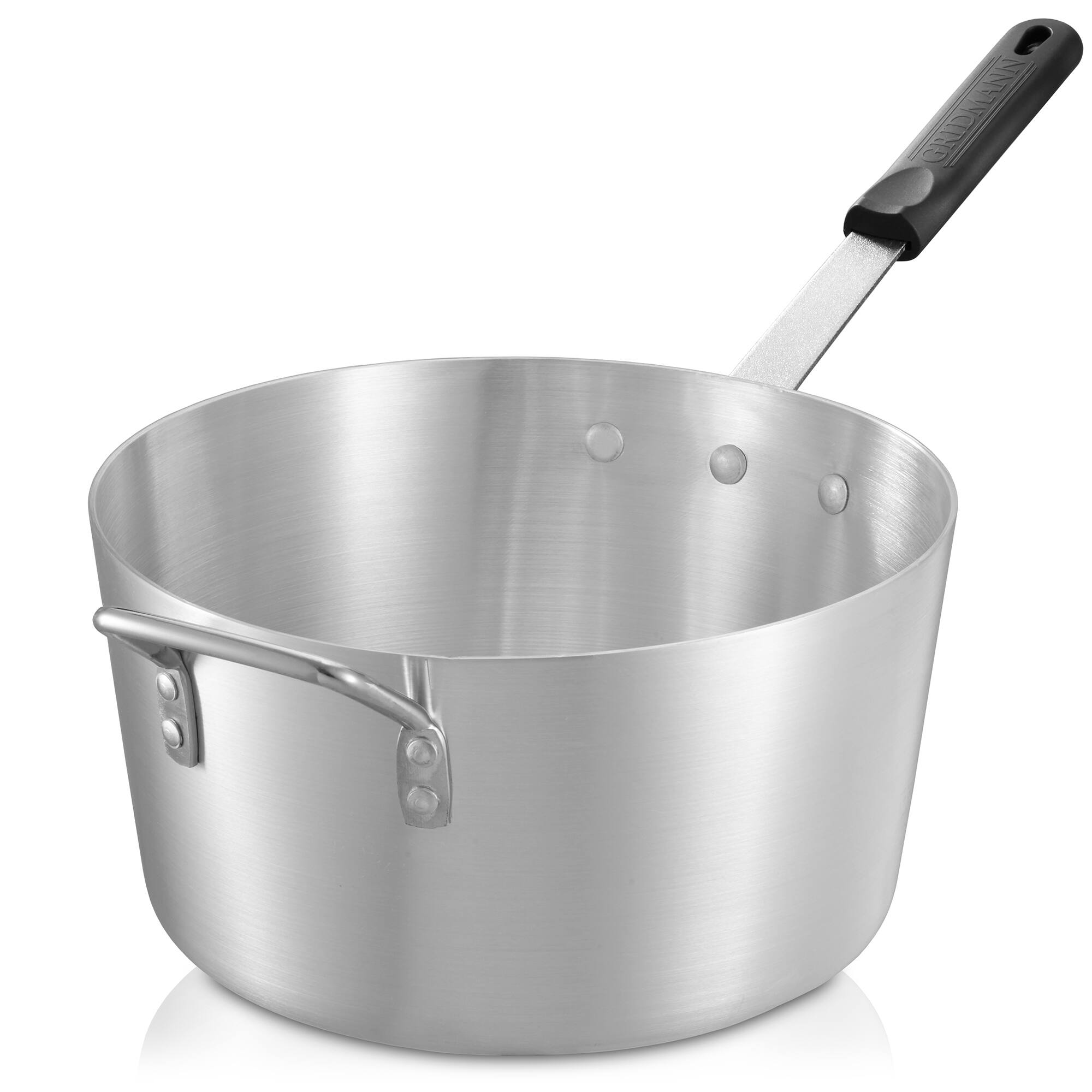 Front. GRIDMANN - 10-QT Aluminum Sauce Pan and Silicone Handle - NSF Pro Cookware - Silver.