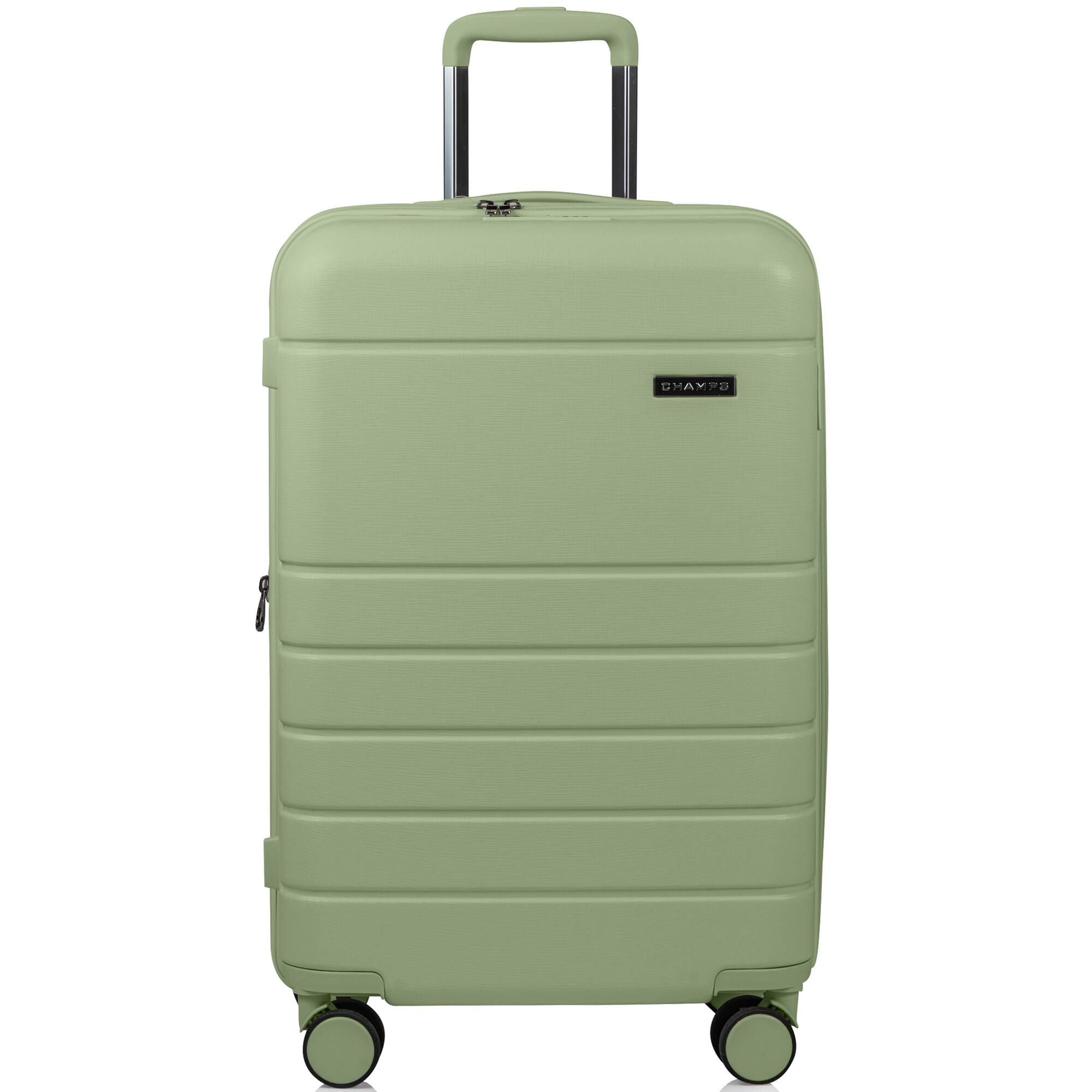 Angle. Champs - Linen 3-Piece Hardside Luggage Set - Green.