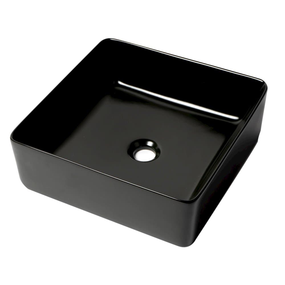 Photos - Bathroom Sink Alfi Matte 16" Modern Square Above Mount Ceramic Sink - Black ABC903-BM