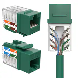 Cables Direct Online - Cat6 45° Angled RJ45 Keystone Jack, 110 Punch-Down, UL Listed, Gold-Plated, T568A/B, 10Gbps Ready - Green