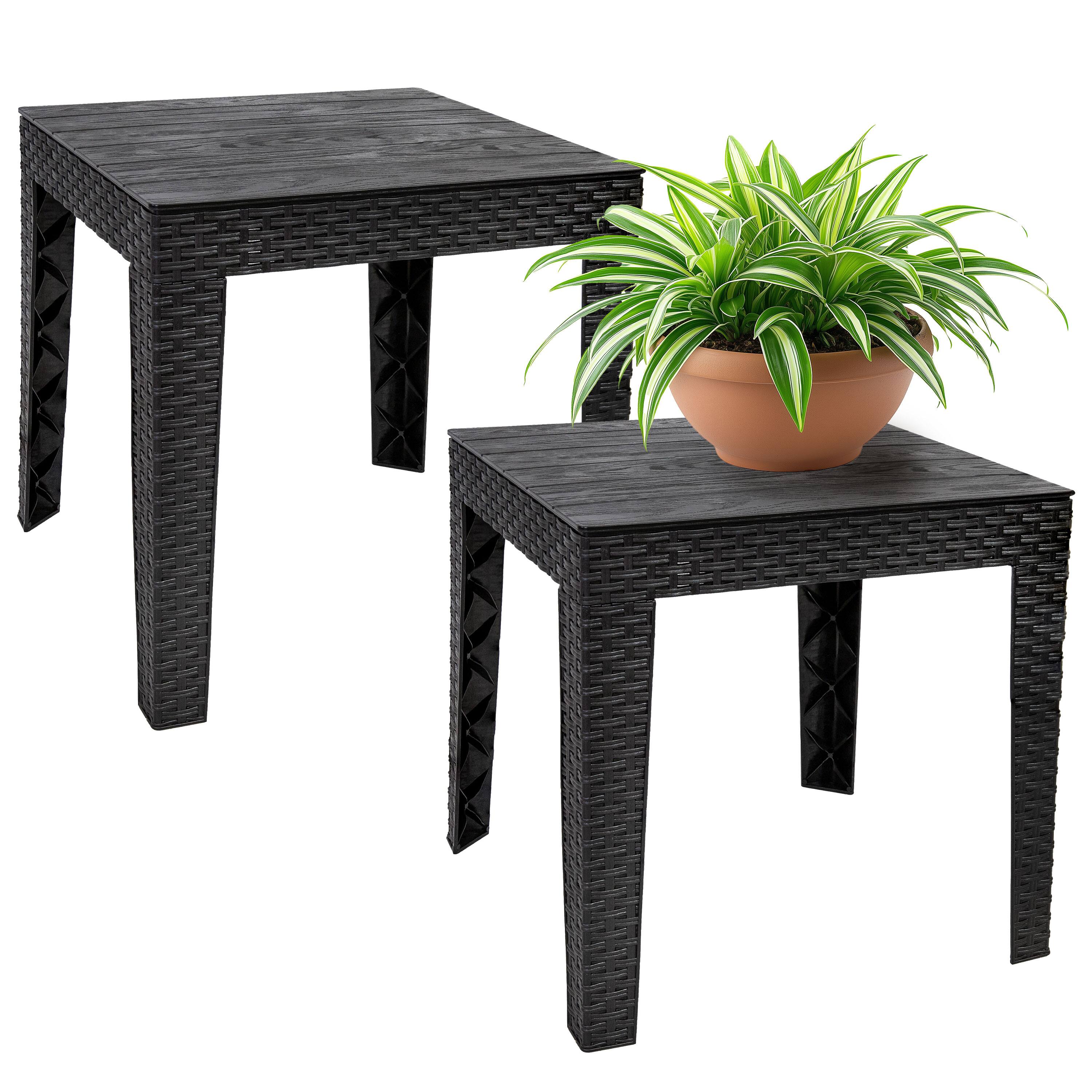 Alt View 8. Sunnydaze - 16.5" Square Weather-Resistant Outdoor End Tables - 2 - Black.