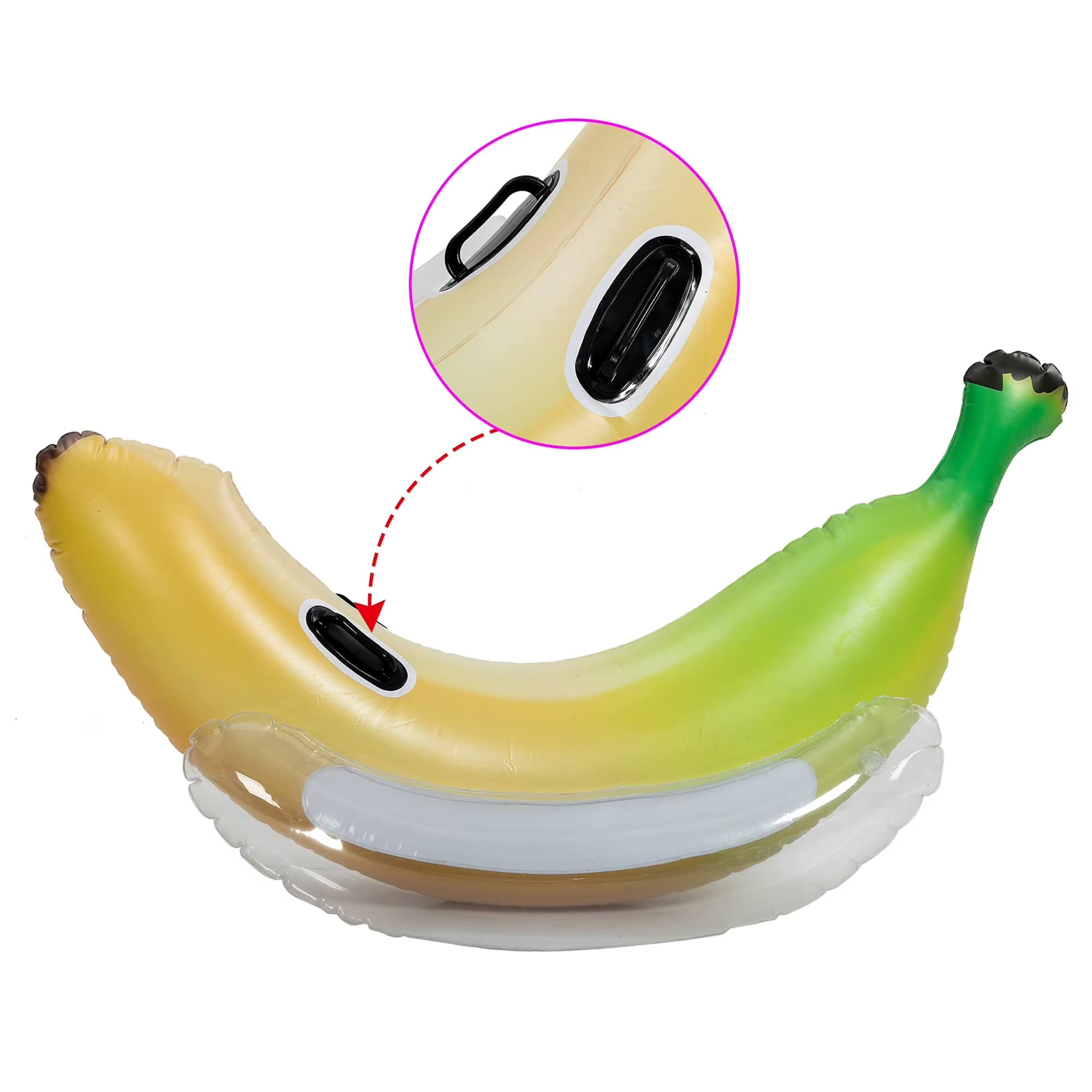 Back. Joyfy - Inflatable Banana Pool Float, Giant Banana Funny Pool Floats, Swimming Pool Party Decorations, Blow Up Ride on Pool Toy - Multicolor.