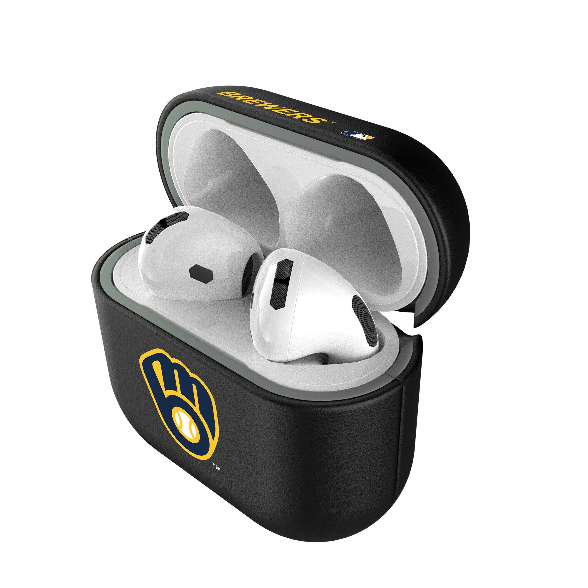 Alt View 3. Keyscaper - Milwaukee Brewers Insignia AirPods 4th Generation Case Cover - No Size - Black.