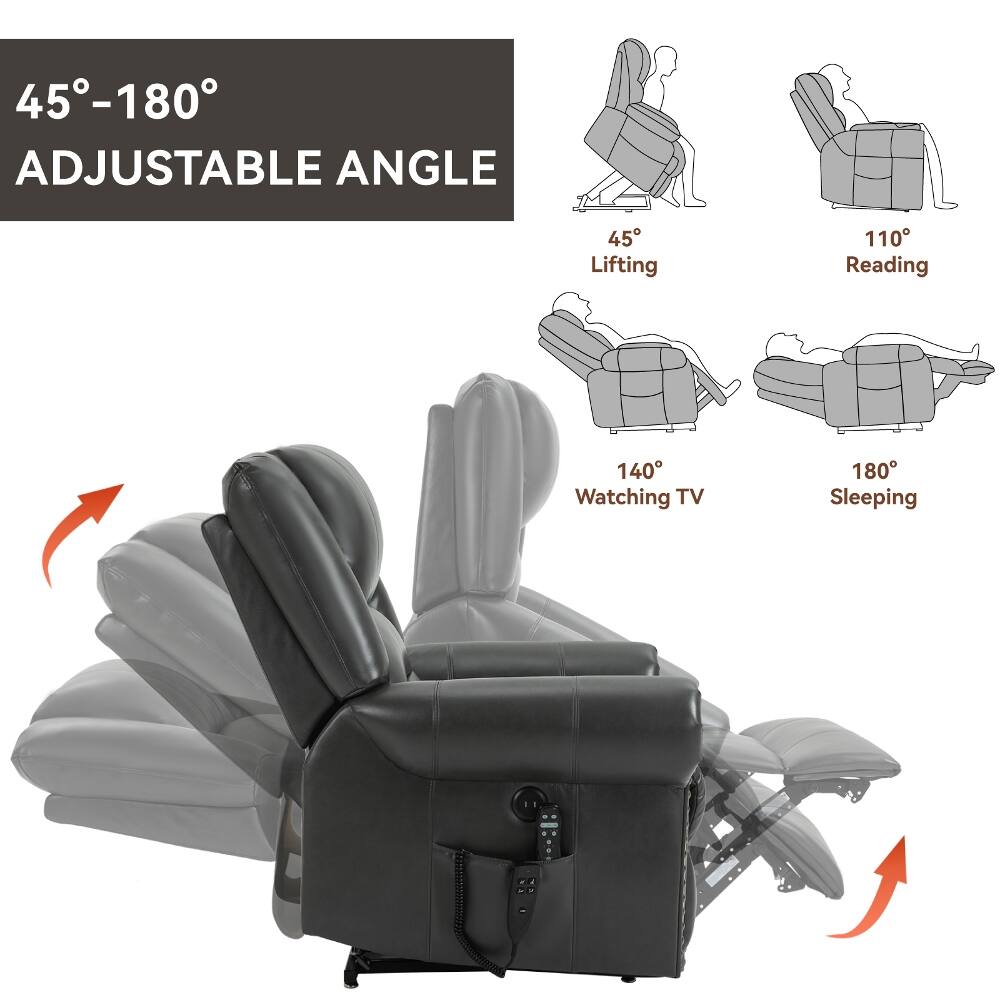 45°-180° Adjustable Angle

45° Lifting
110° Reading
140° Watching TV
180° Sleeping