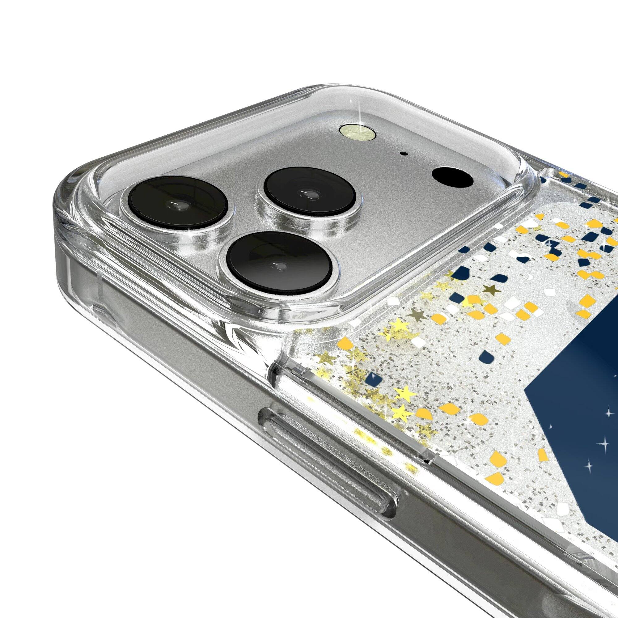 Alt View 2. Keyscaper - Cal Bears iPhone Glitter Case with Confetti Design - 15 Pro - Multicolor.