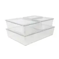Martha Stewart - Brody Premium Clear Plastic Storage Bins with Lids-2-SM/1-MED/1-LG - Clear - Front_Zoom