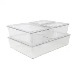Martha Stewart - Brody Premium Plastic Storage Bins with Lids-2-SM/1-MED/1-LG - Clear