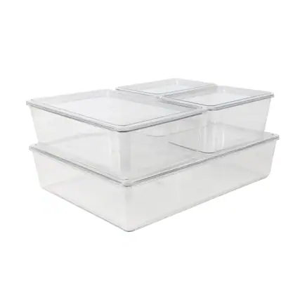 Front. Martha Stewart - Brody Premium Clear Plastic Storage Bins with Lids-2-SM/1-MED/1-LG - Clear.