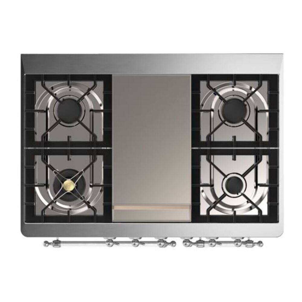 Alt View 9. ILVE - ILVE Majestic II Series 40 in. Dual Fuel Range with 6 Sealed Burners + Griddle (Natural Gas, Chrome Trim) - Graphite Matte.
