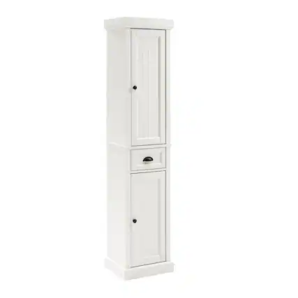 Front. Crosley Furniture - Seaside Tall Linen Storage Cabinet - White.