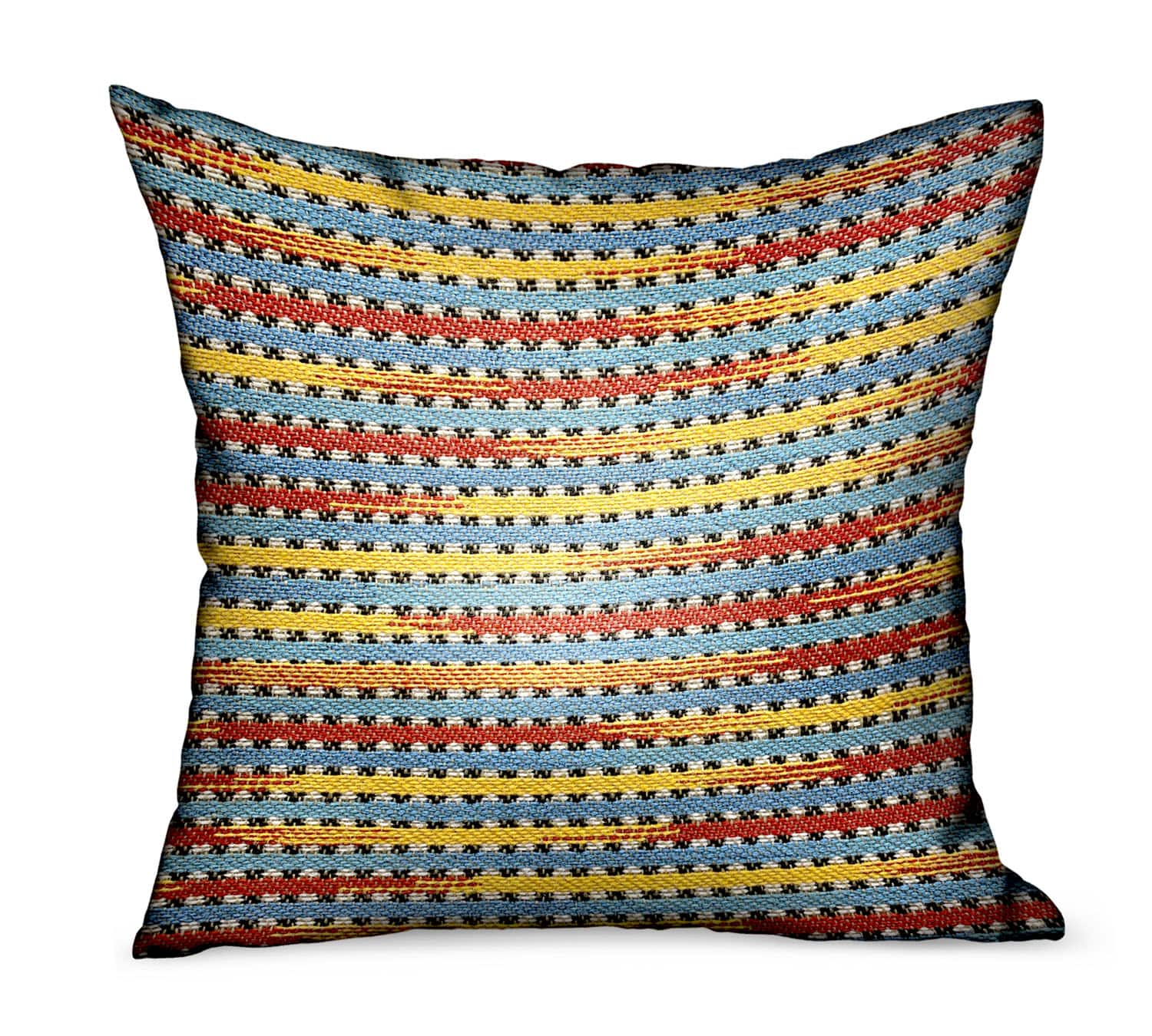 Plutus Brands - Vivid Stripe Stripes Luxury Outdoor Indoor Throw Pillow Double sided 22" x 22" - Red, Blue, Yellow