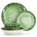 Alt View 1. Elama - Elama Oceanus 16 Piece Porcelain Double Bowl Dinnerware Set in Green - Green.