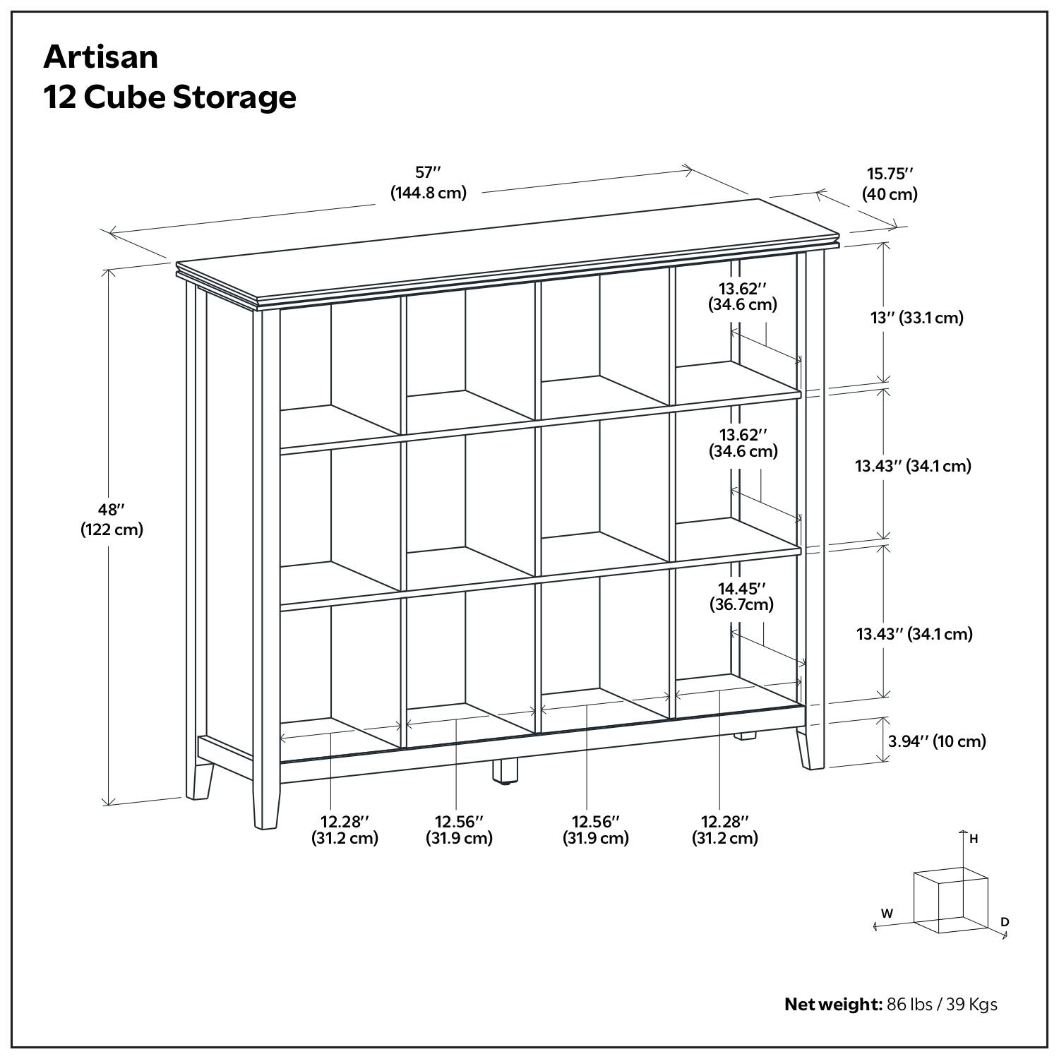 Simpli Home Artisan SOLID WOOD 48 inch x 57 inch Transitional 12 Cube  Storage White AXCART22-WH - Best Buy