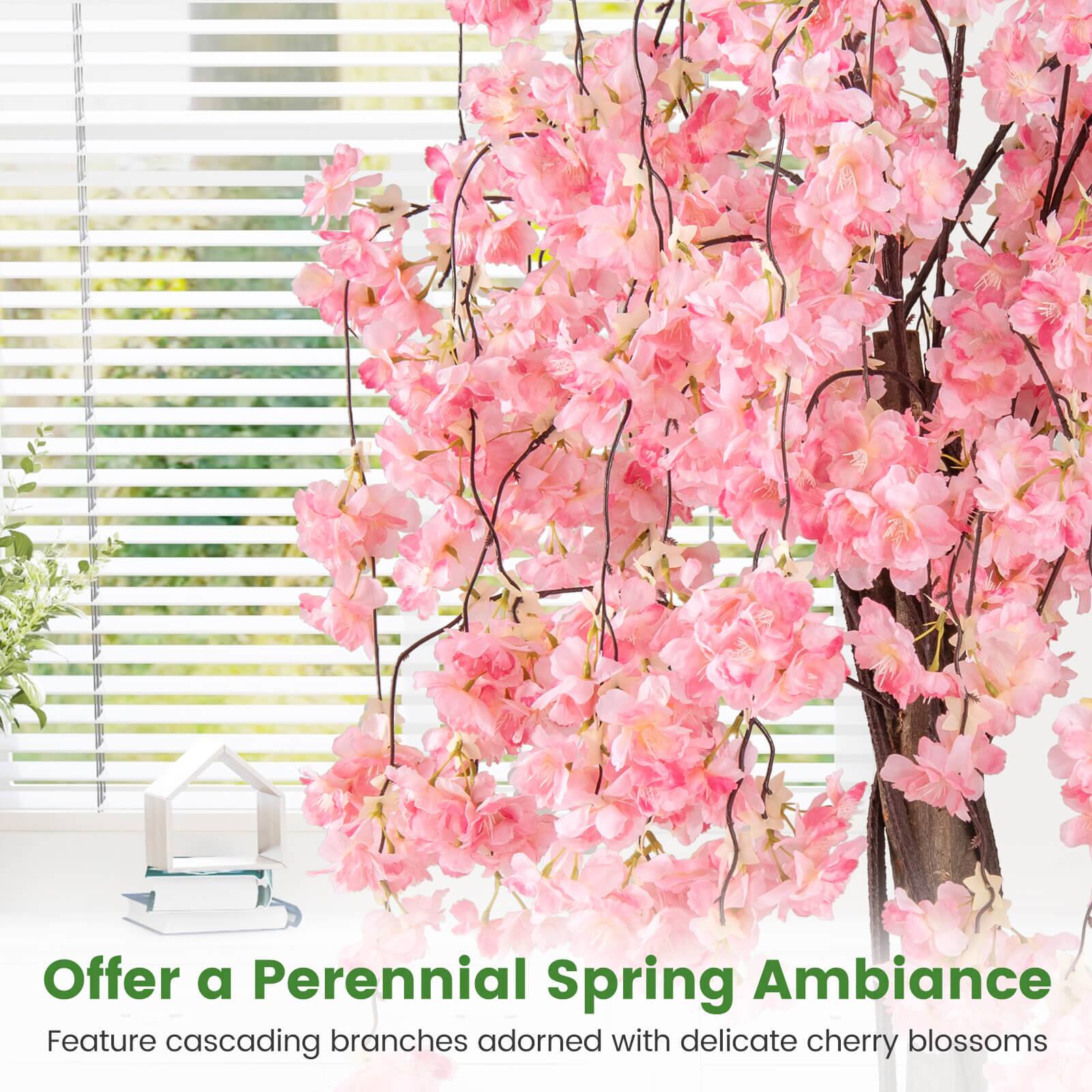 Offer a Perennial Spring Ambiance  
Feature cascading branches adorned with delicate cherry blossoms
