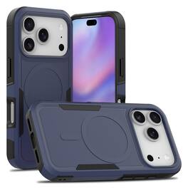 Dteck - Magnetic Rugged Phone Case for iPhone 17 Pro Max Hybrid Dual Layer Hard PC TPU Bumper Protection Cover - Darkblue
