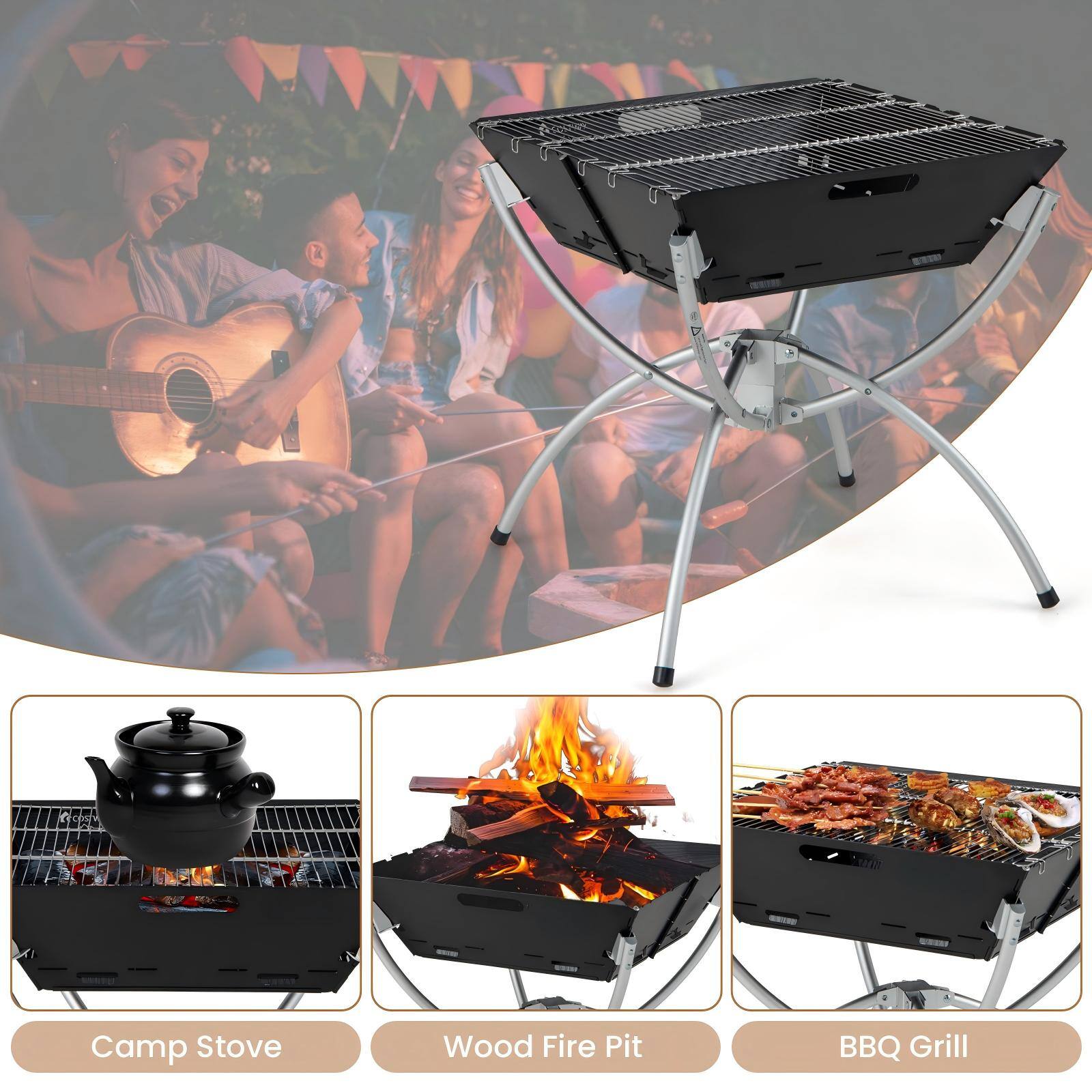 Camp Stove  
Wood Fire Pit  
BBQ Grill