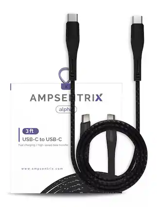 AMPSEnTRIX alpha 3 ft USB-C to USB-C Fast charging / high-speed data transfer www.ampsentrix.com