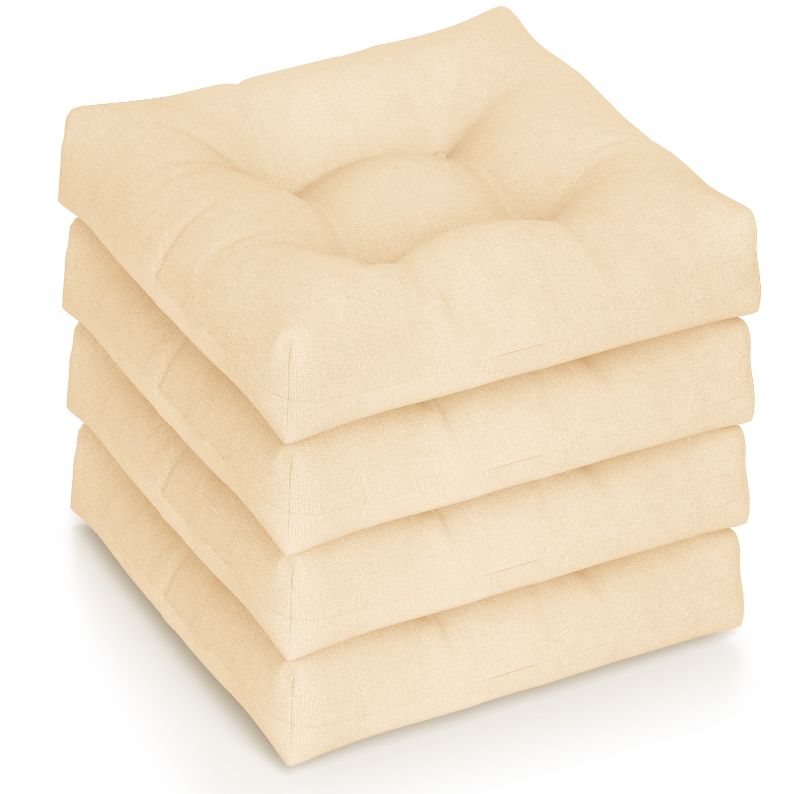 Gymax - Set of 4 21'' x 21'' Chair Seat Cushion Pads Patio - Beige