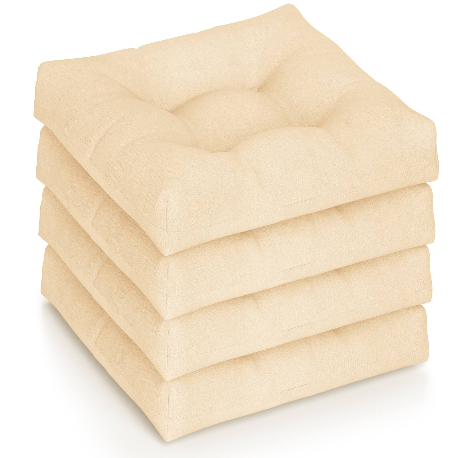 Front. Gymax - Gymax Set of 4 21'' x 21'' Chair Seat Cushion Pads Patio Beige - Beige.
