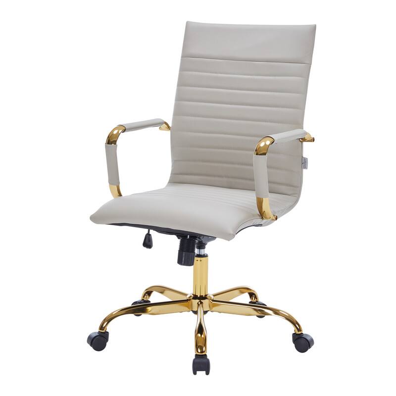 Alt View 6. LeisureMod - Harris Ergonomic High-Back Office Chair Leather Upholstery, Adjustable Swivel, Tilt, and Gold Stainless Steel Frame - Tan.