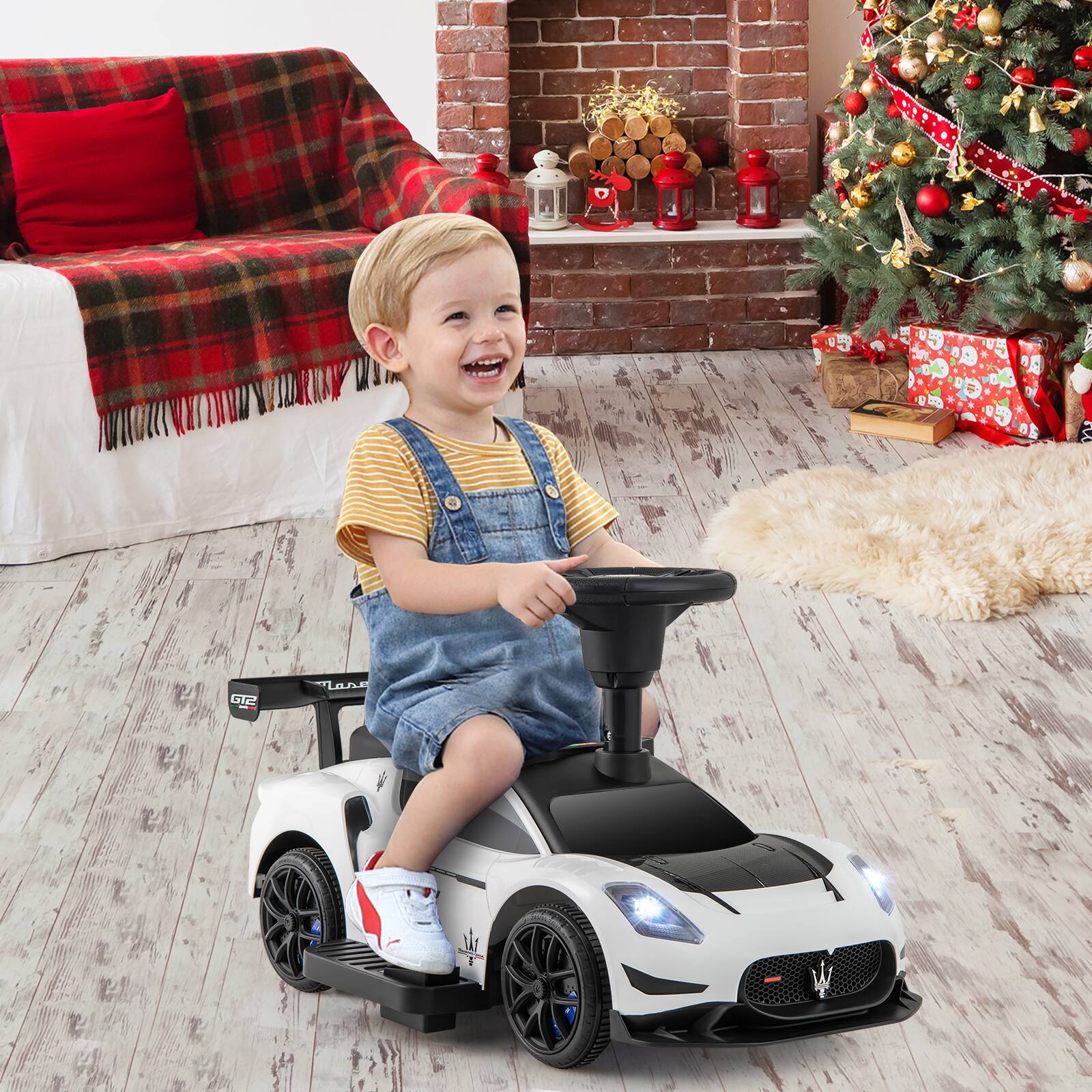 Alt View 1. Gymax - Gymax Electric Kids Ride on Push Car Maserati Licensed Foot to Floor Push Car w/Horn White - White.