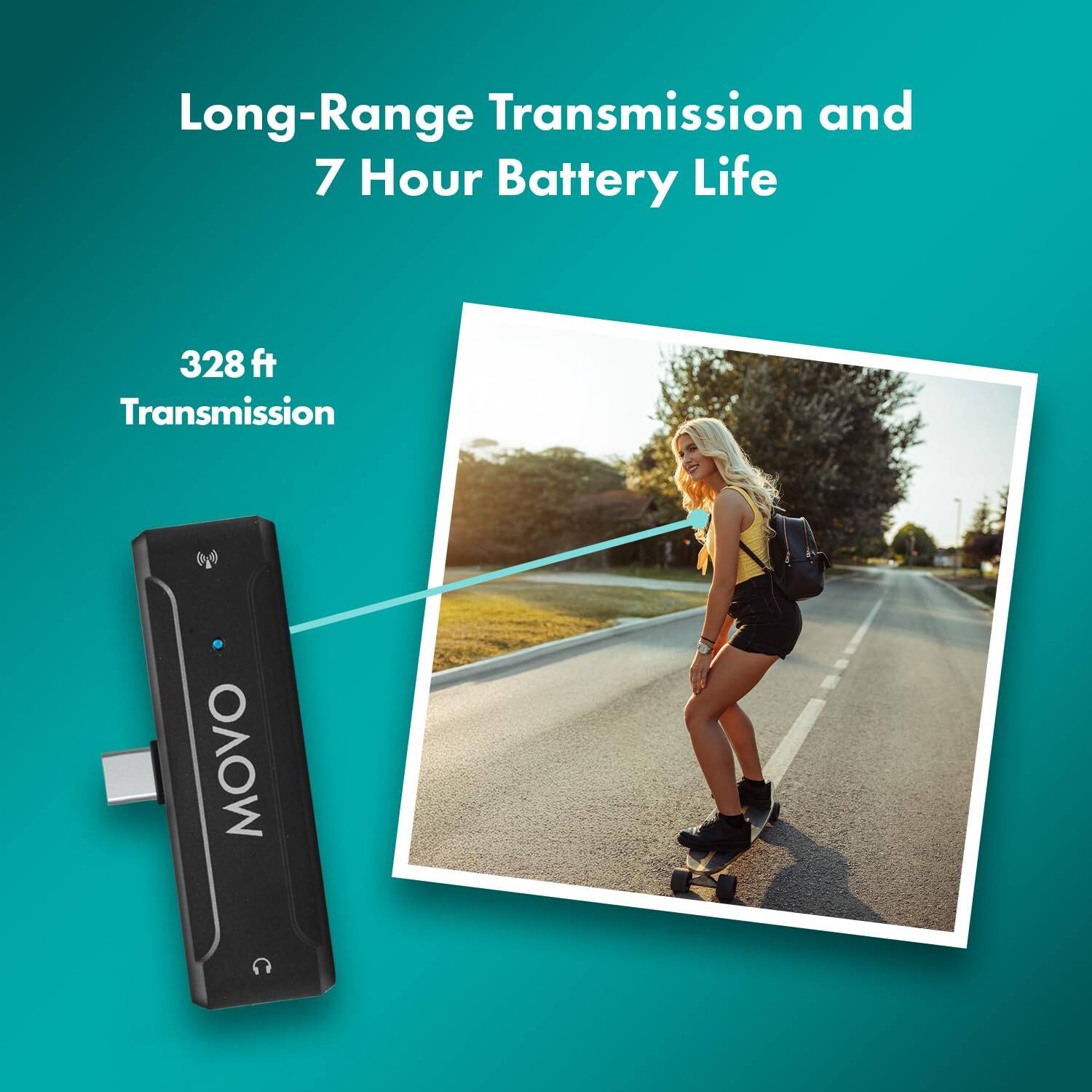 Long-Range Transmission and 7 Hour Battery Life

328 ft Transmission