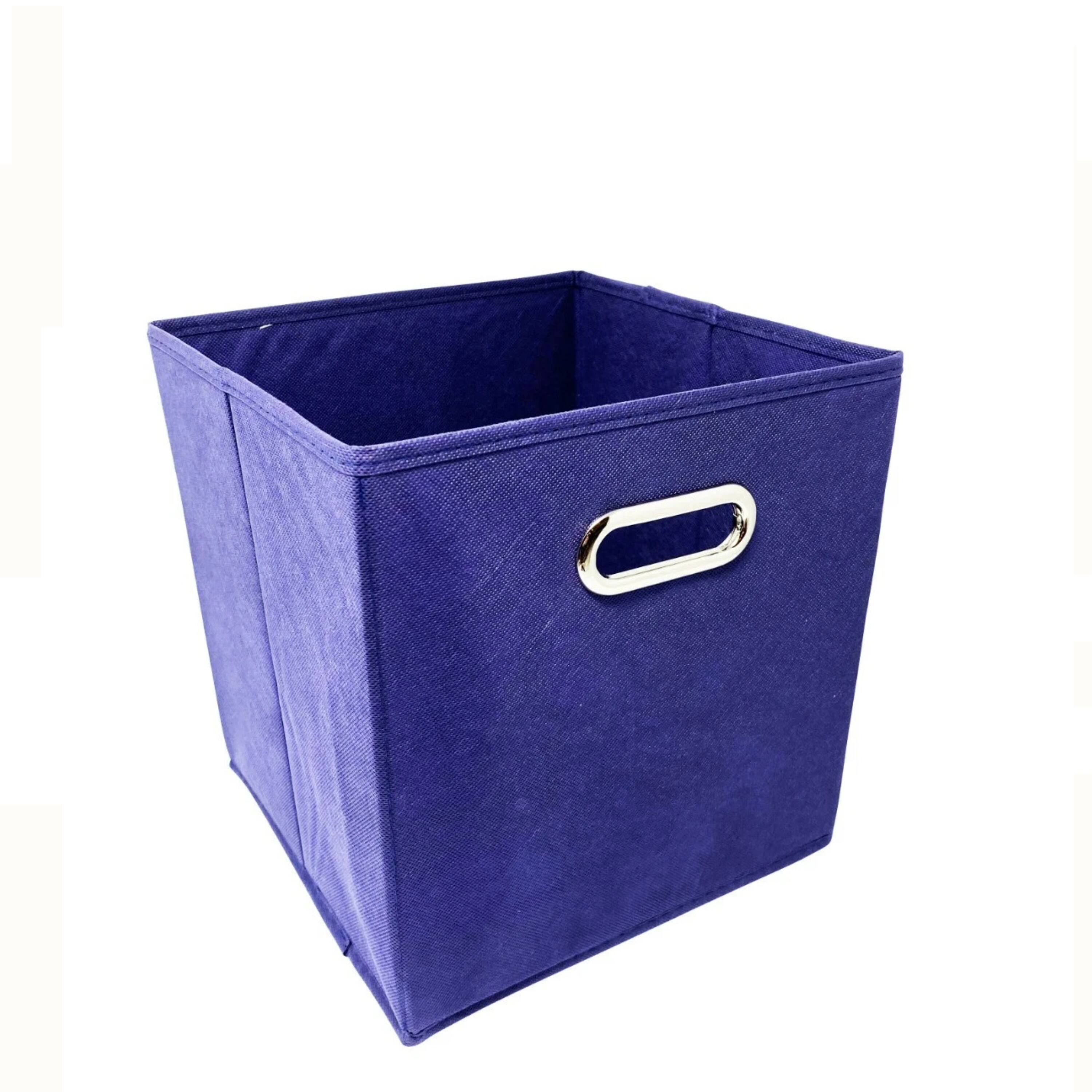 Left. Kitcheniva - Fabric Storage Cube Bins Organizer Basket Containers Bins Fabric Handle 10 Inch 6 Pack Blue.
