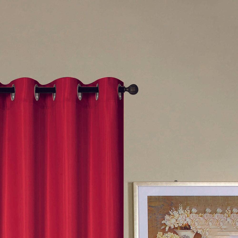 Left. RT Designers Collection - RT Designers Collection Kennedy Red Grommet Curtain Panel for Elegant Home Decor - Red.