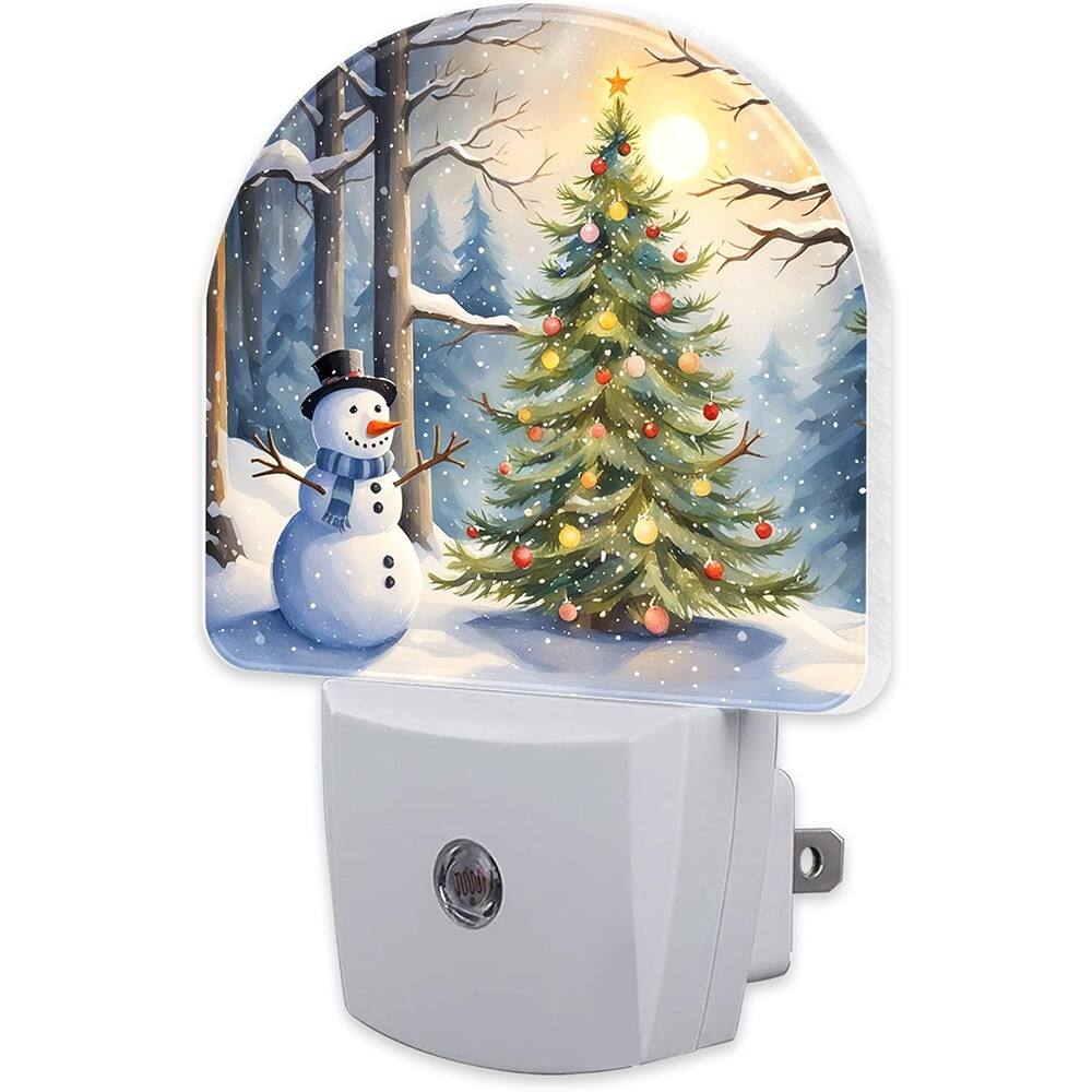 ACJPR - Christmas Tree with Snowman Night Light for Kids, Winter Holiday Plug-in Night Light with Dusk to Dawn Sensor, 0.5W Ener