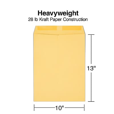 Heavyweight  
28 lb Kraft Paper Construction  
13" x 10"