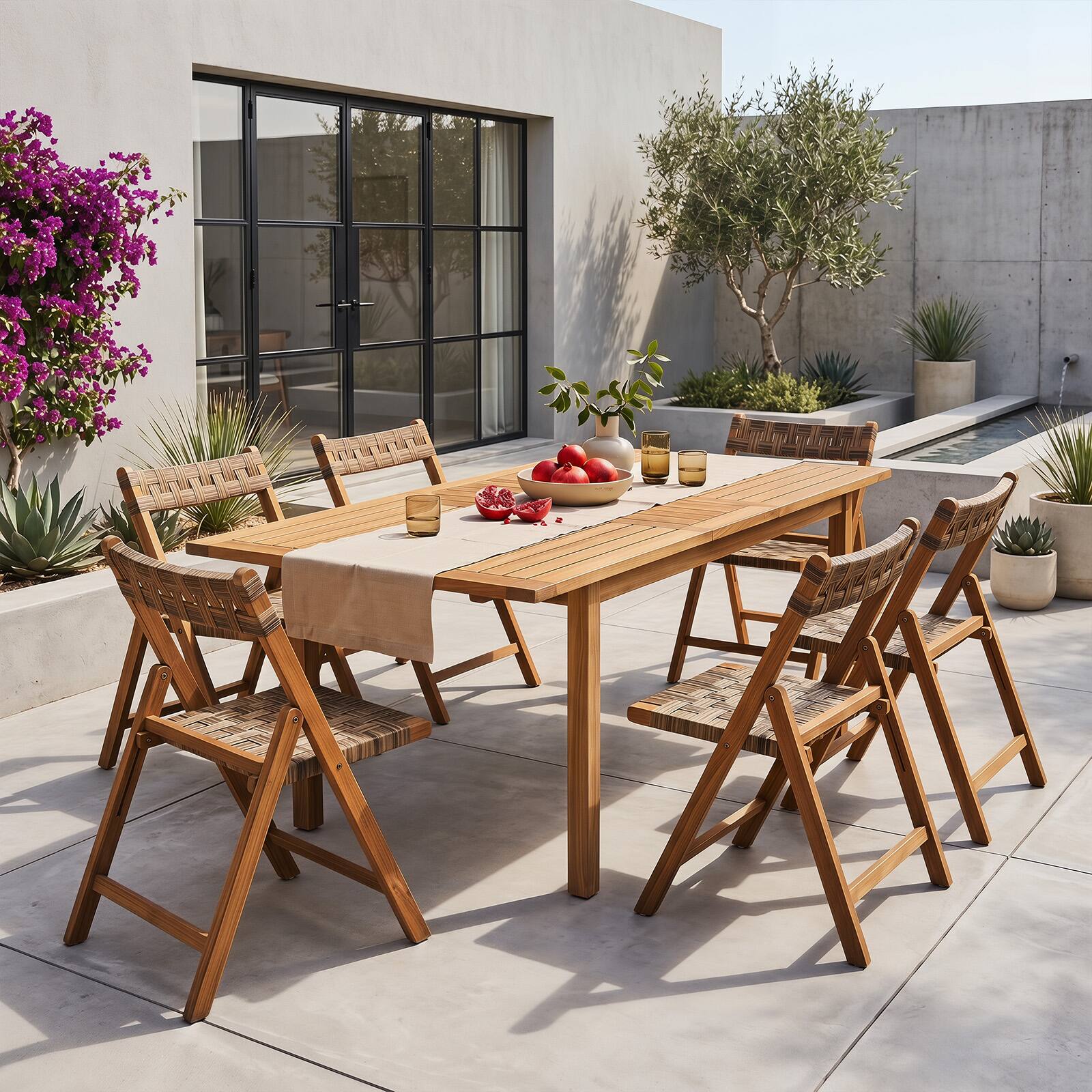Alt View 6. Gymax - Gymax Teak Wood Folding Chairs Set of 4 400 Lbs Outdoor Seating w/110-Degree Contoured Back - Brown.