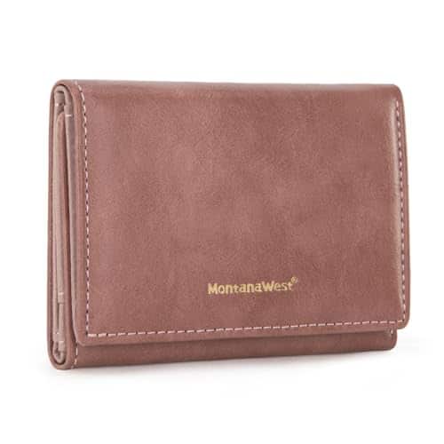 Vulpecula Spade - Wallet for Women Small Trifold Wallet RFID Blocking Wallets with ID Window - Camel