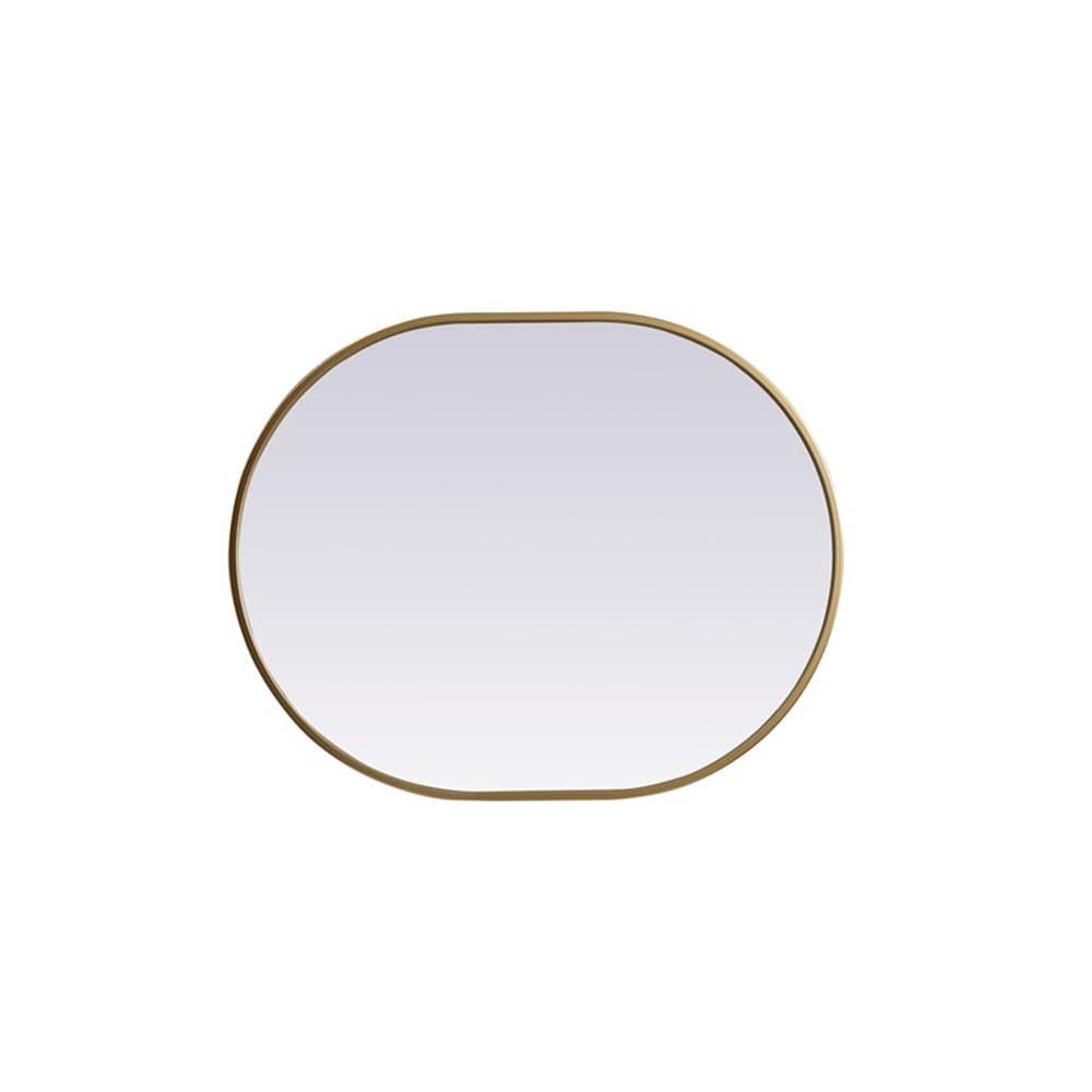 Back. Elegant Decor - Metal Frame Oval Mirror 24x30 Inch in Brass - Brass.