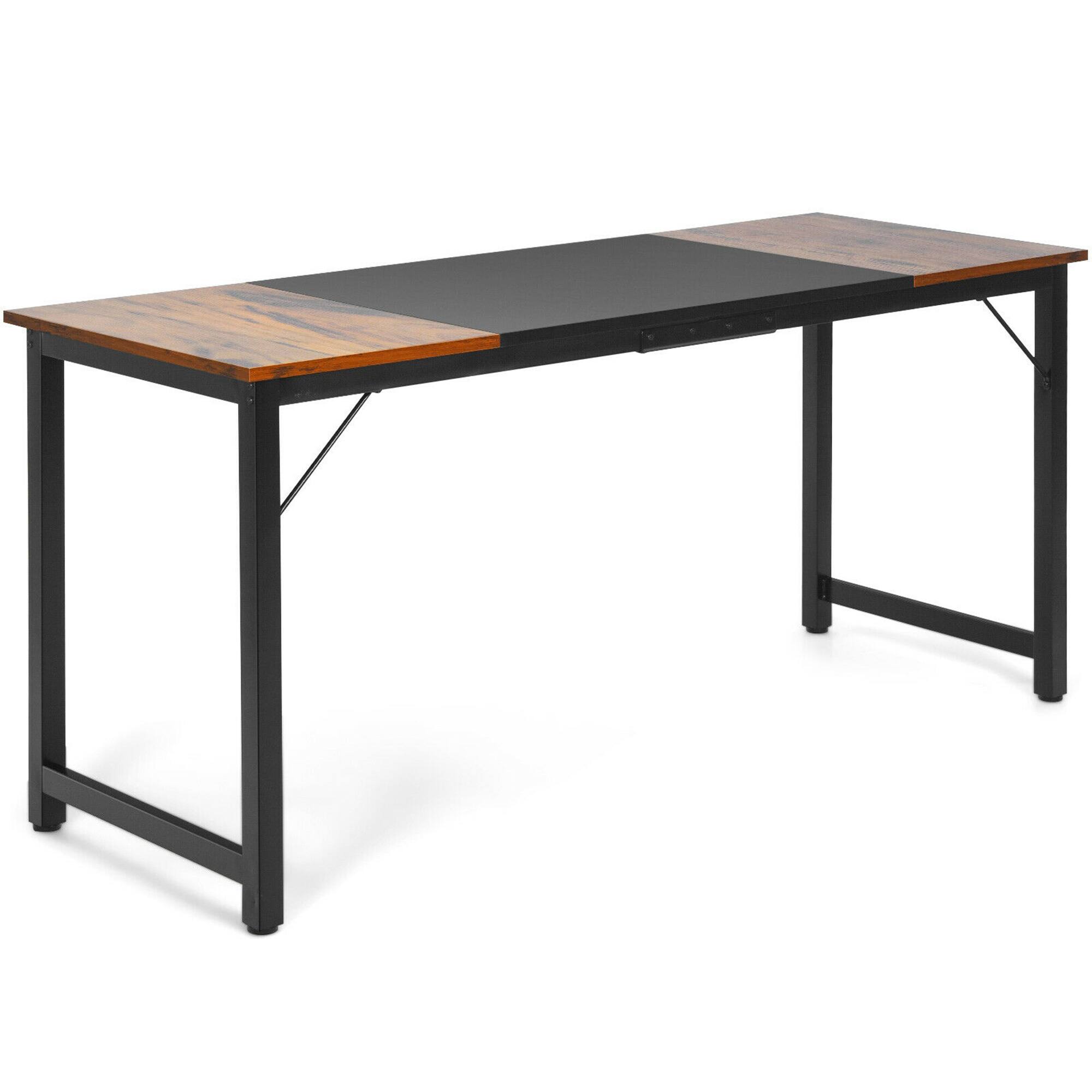 Alt View 17. Costway - Large Computer Desk Writing Desk - 63" Wide - Black/Rustic Brown.