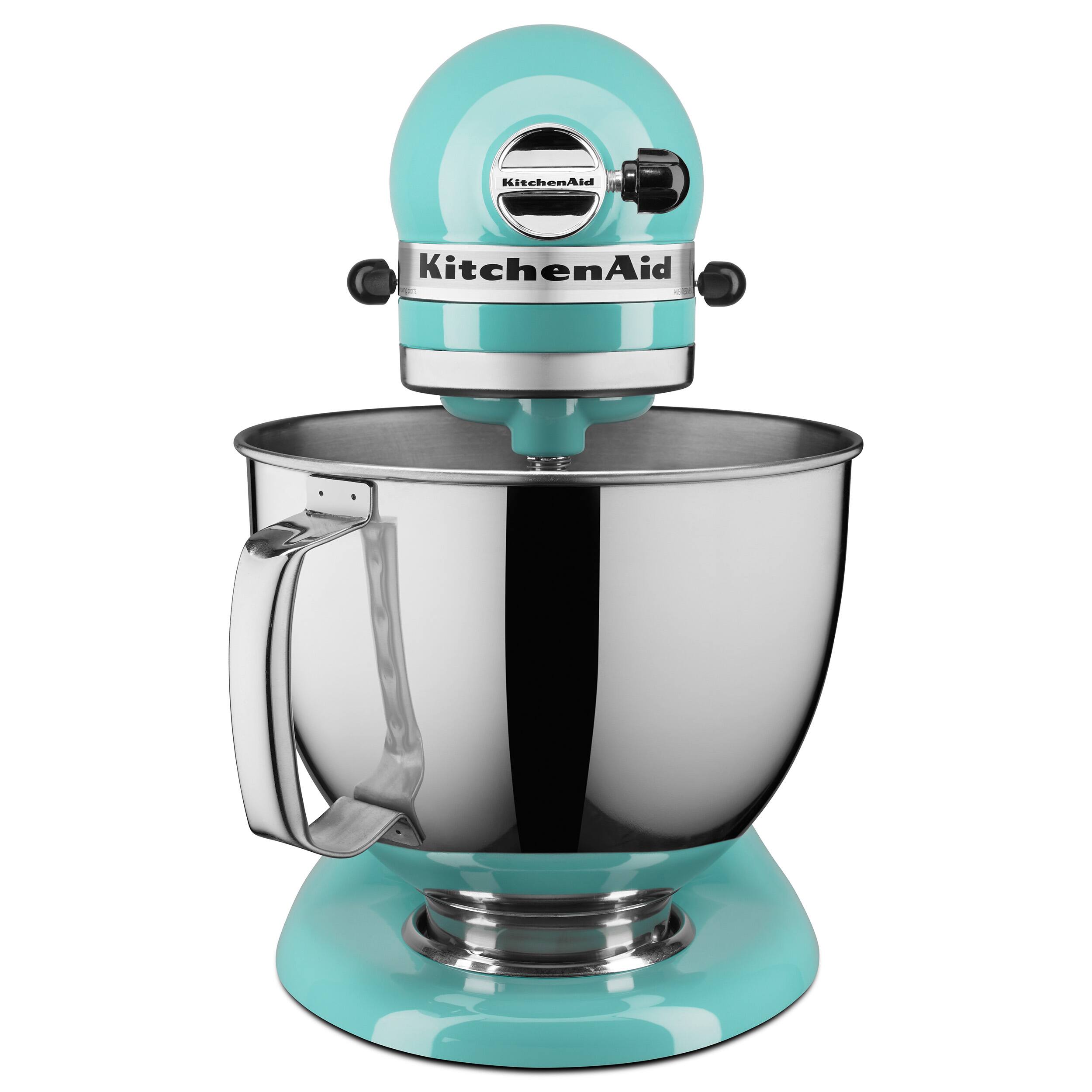 Angle. KitchenAid - KitchenAid Artisan Series 5 Quart Tilt-Head Stand Mixer with Flex Edge Beater Value Bundle - KSM150FEAQ - Aqua Sky.