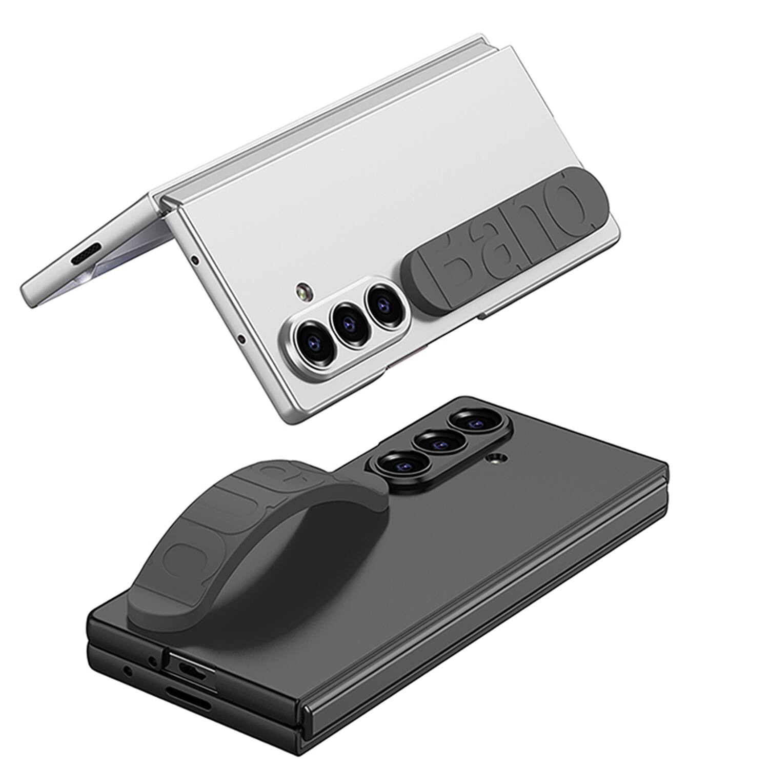 Left. Dteck - for Samsung Galaxy Z Fold8 Ultra Slim Case Built-in Tempered Glass Screen Protector,Silicone Side Strap Shockproof Cover - Black.
