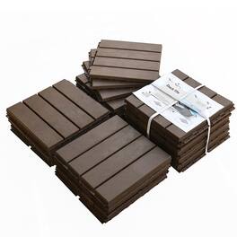 Boyel Living - 12x12 Inch Interlocking Deck Tiles Four Slat Plastic Outdoor Flooring All Weather for Balcony Patio - Brown