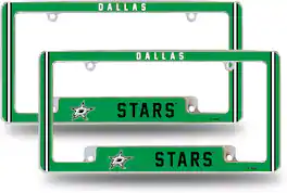 Rico Industries - Dallas Stars NHL (Set of 2) Chrome Metal License Plate Frames with Bold Full Frame Design - Multi