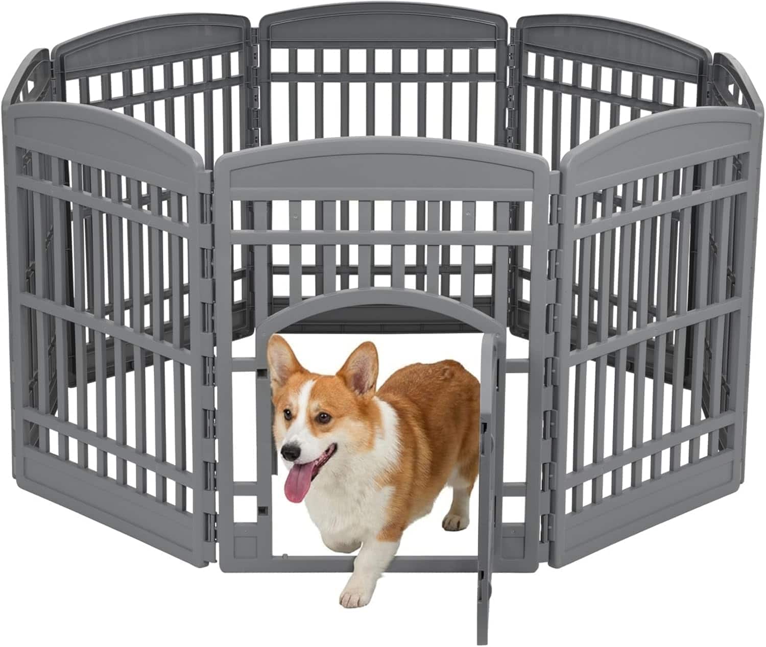 IRIS USA - IRIS 24" Dog Playpen 4-Panel Pet Exercise Pen with Door Gate 35 x 35 x 24, Gray