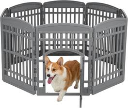 IRIS USA - IRIS 24" Dog Playpen 4-Panel Pet Exercise Pen with Door Gate 35 x 35 x 24, Gray