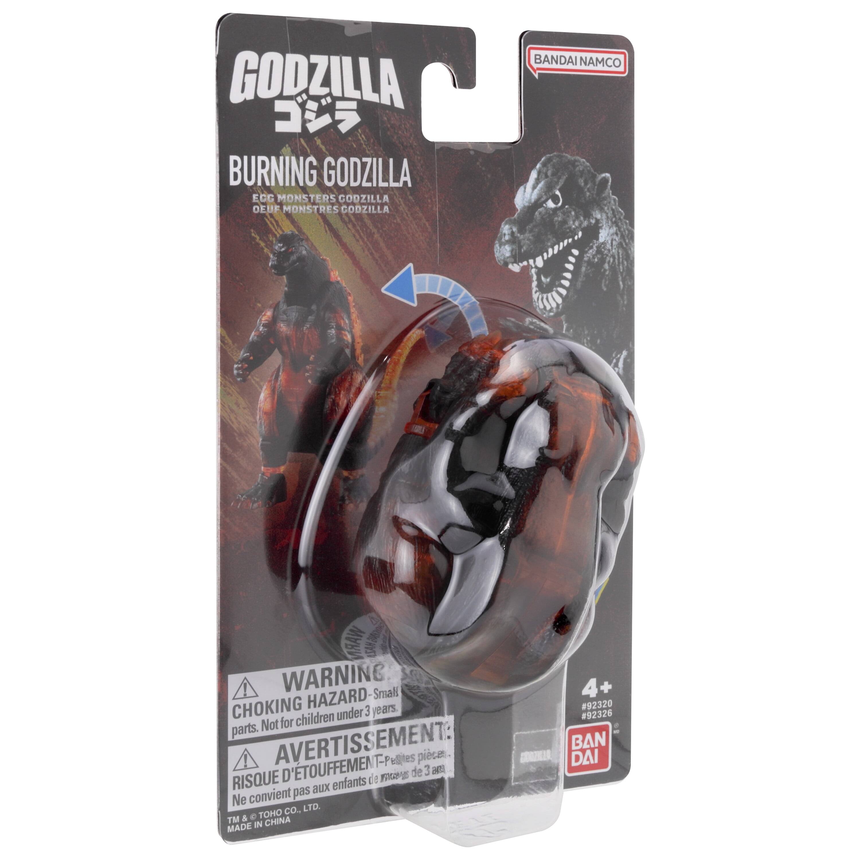 GODZILLA  
BURNING GODZILLA  
EGG MONSTERS GODZILLA  
OEUF MONSTRES GODZILLA  

BANDAI NAMCO  

WARNING:  
CHOKING HAZARD - Small parts. Not for children under 3 years.  

AVERTISSEMENT:  
RISQUE D'ÉTOUFFEMENT - Pièces petites. Ne convient pas aux enfants de moins de 3 ans.  

TM & TOHO CO., LTD.  
MADE IN CHINA  

4+  
#92320 #92326  
BAN DAI