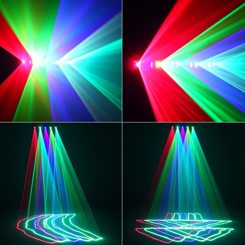 Alt View 4. UKing - Stage Laser Light 5 Lens 5 Beam RGBYC DJ Lighting Disco Show DMX Projector Light.