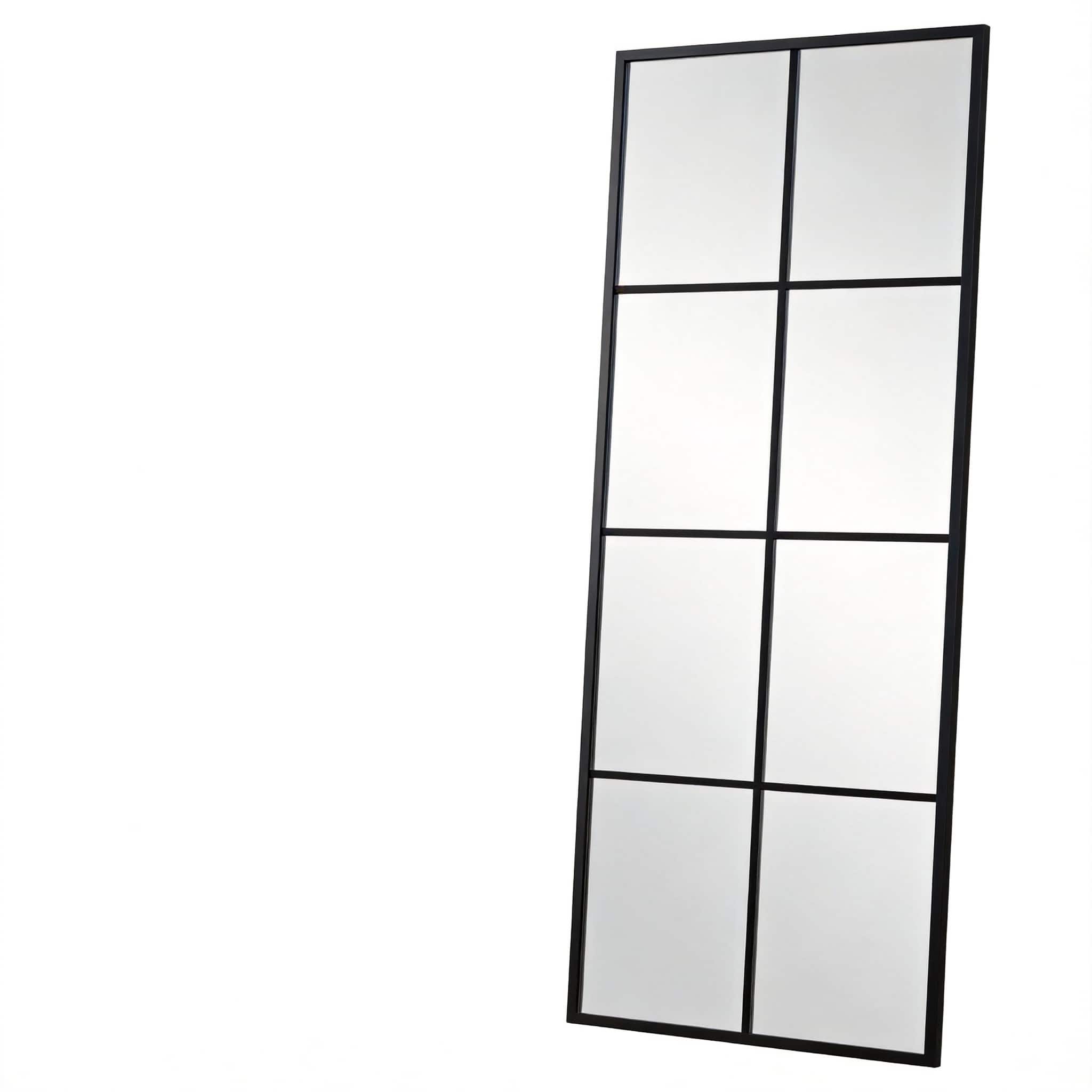CovertSafe - Arched Full Length Window Pane Mirror Wall Mounted Leaning - Black-rm 56"L x 22"W
