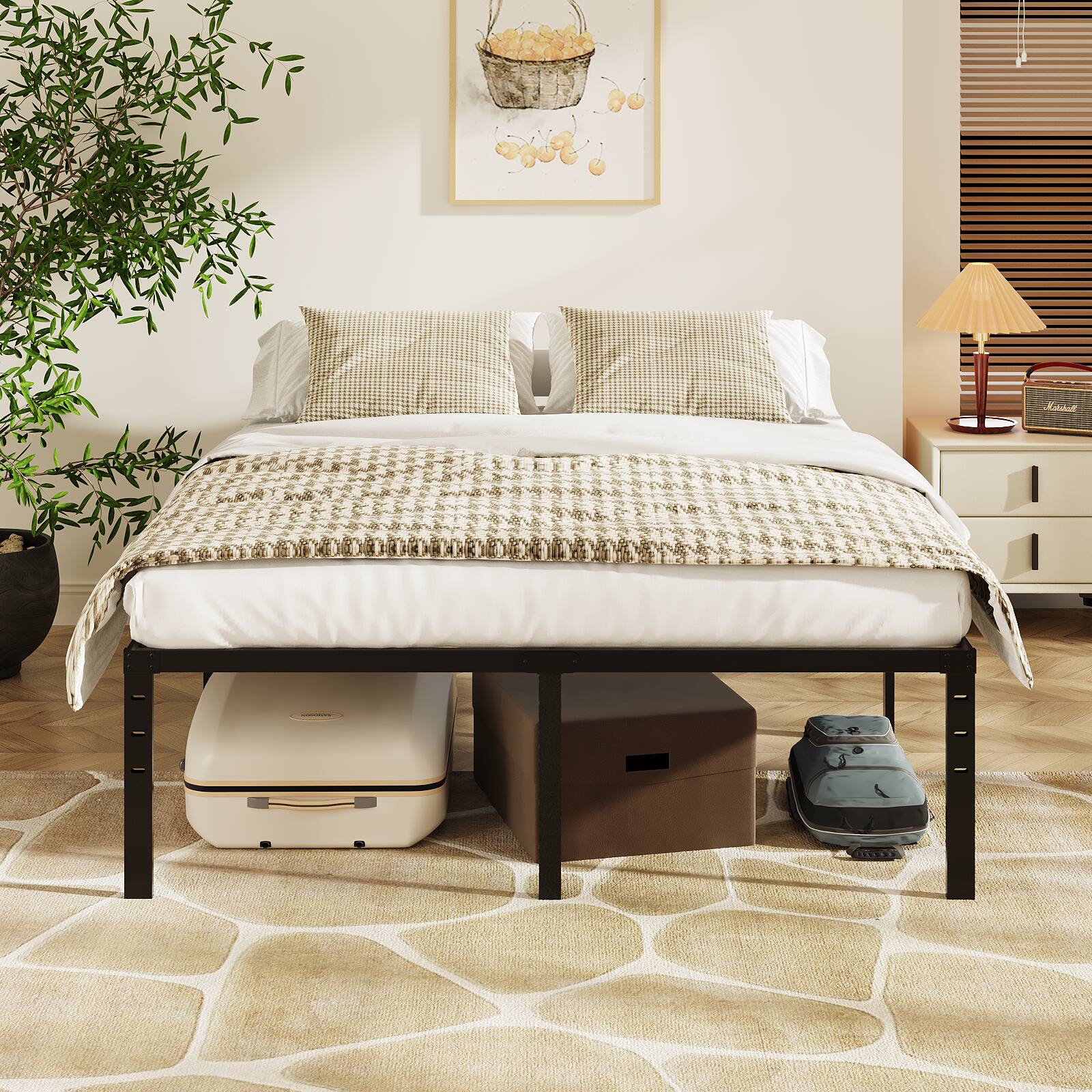 Alt View 6. Winado - 16 Inch Twin Full Queen King Metal Bed Frame Metal Platform Heavy Duty Metal Platform, No Box Spring Needed - Black.