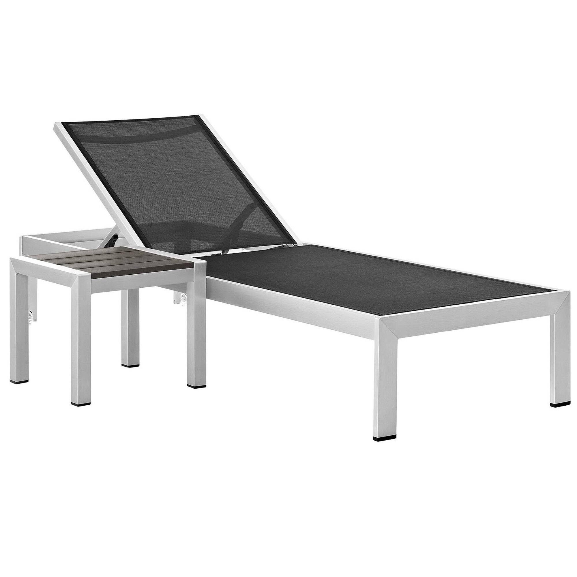Angle. Modway - Shore 2 Piece Outdoor Patio Aluminum Set by Modway - Silver Black.