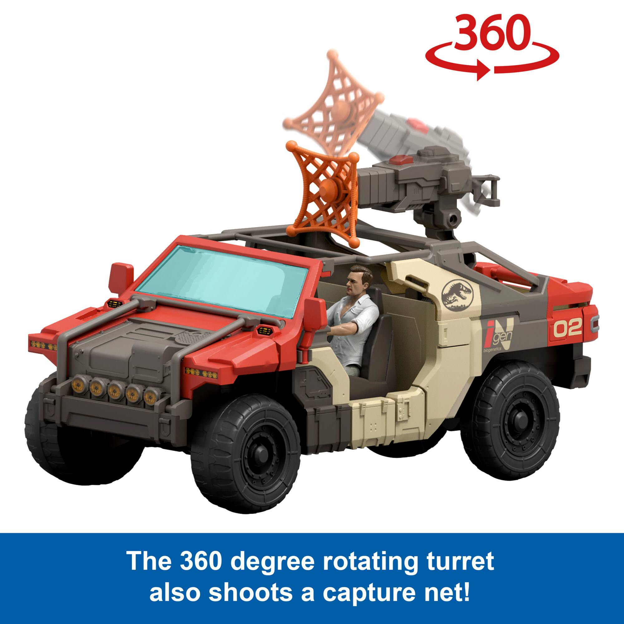 The 360 degree rotating turret also shoots a capture net!