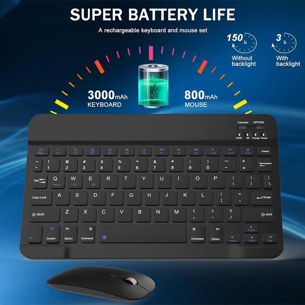 RTMB - Bluetooth Keyboard and Mouse Combo – Rechargeable, Ultra-Slim - Black