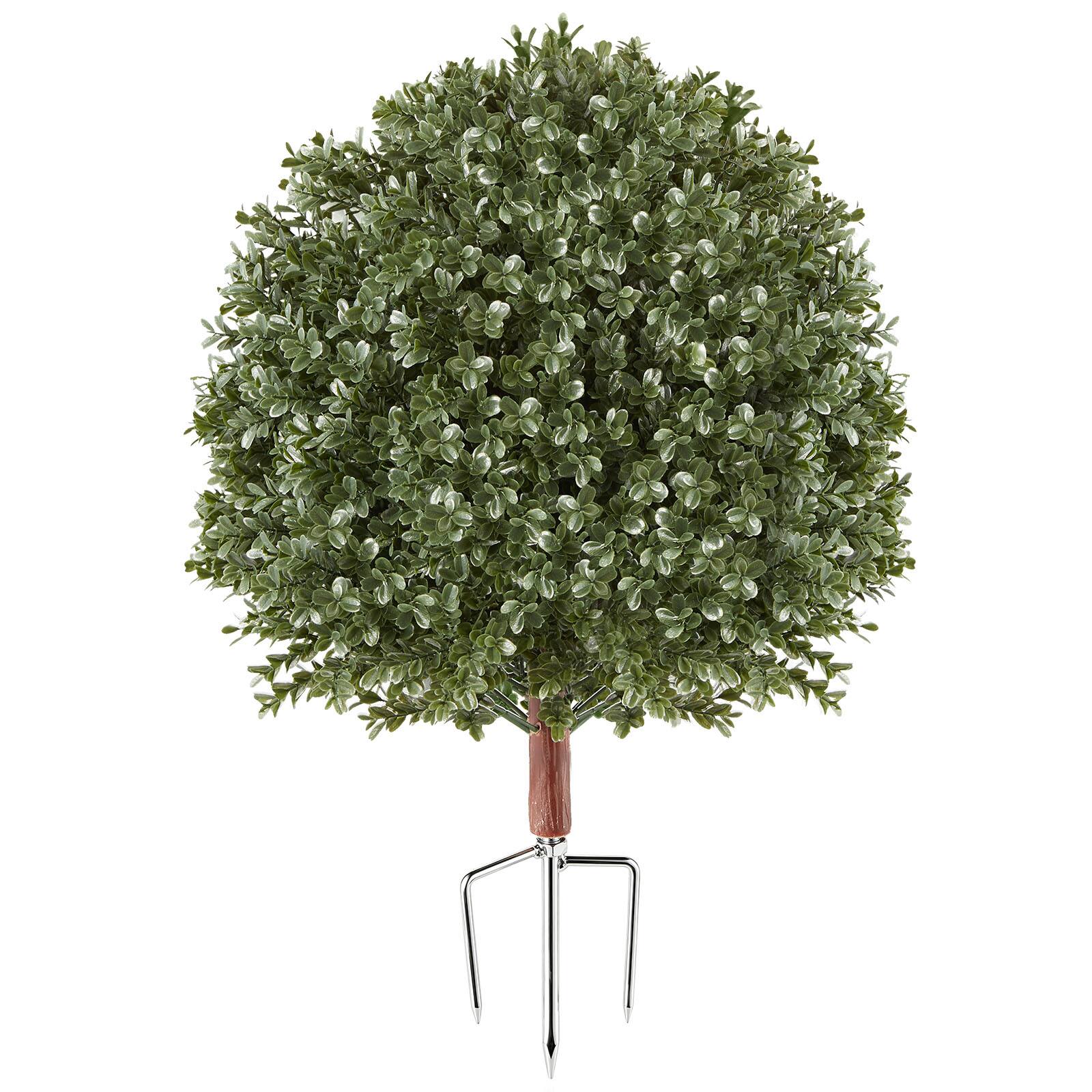 Alt View 5. VEVOR - Artificial Topiary Ball Boxwood Bush 20 in Set of 2 Green Fake Shrubs, PE Faux Trees with Metal Ground Spikes - Green.