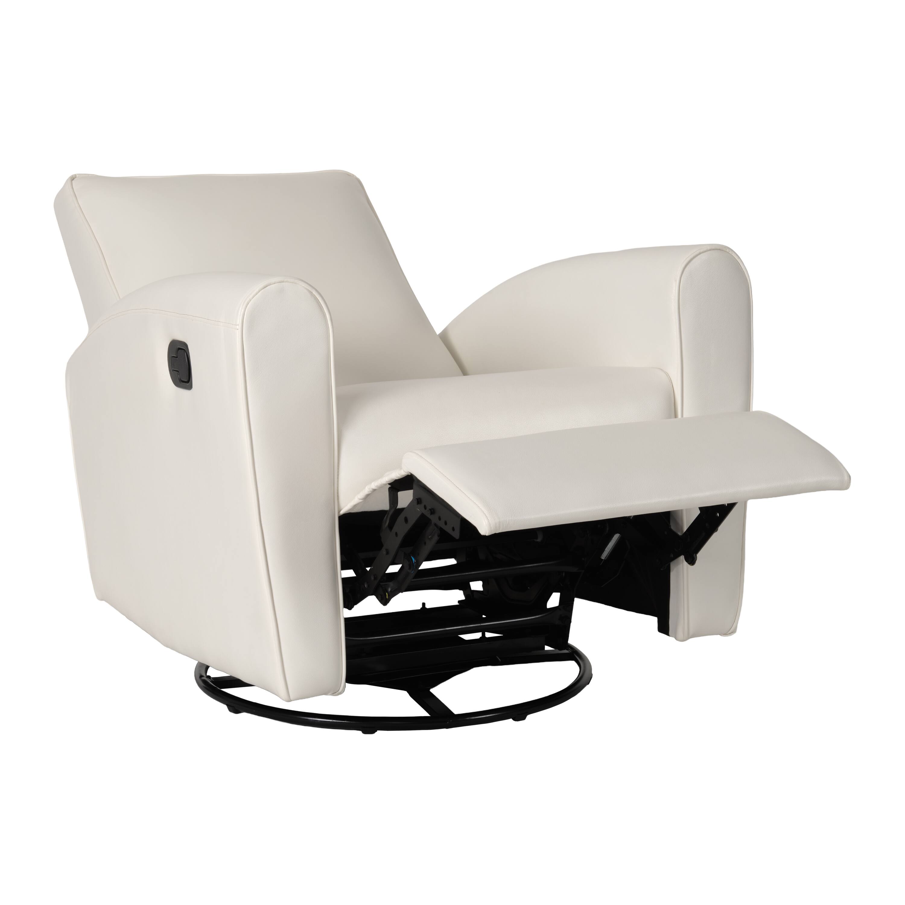 Alt View 5. CorLiving - Marin Faux Leather Upholstered Indoor Swivel Glider Manual Recliner with Steel and Engineered Wood Frame - White.