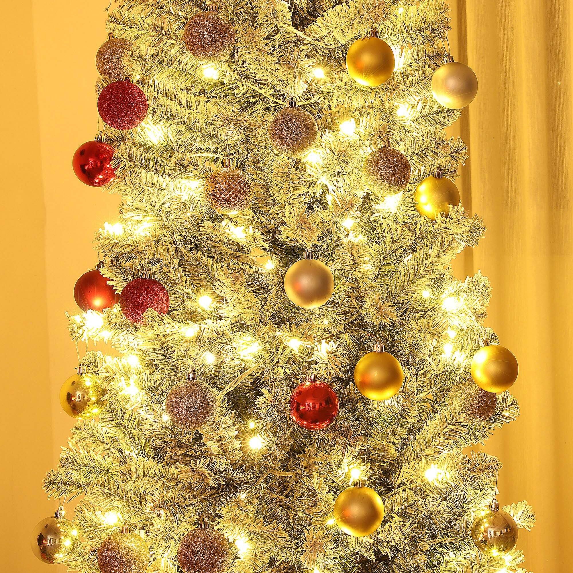 Back. BreeBe - 9 ft Pre-Lit Pencil Christmas Tree - Green.